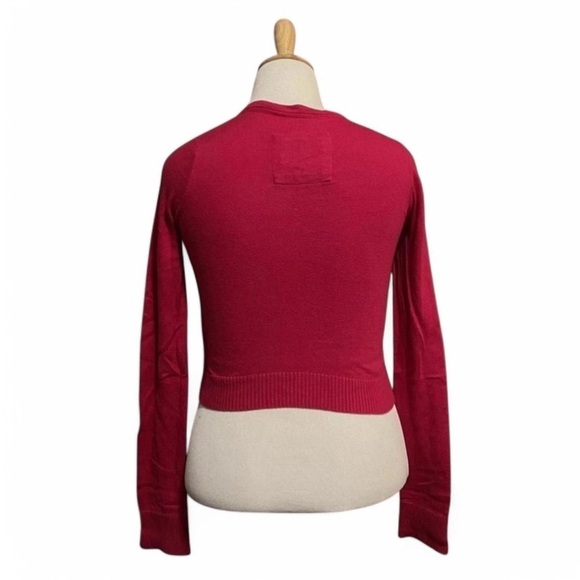 Vintage y2k Abercrombie & Fitch Women's Small Cardigan Sweater Pink Fringe - Picture 4 of 6